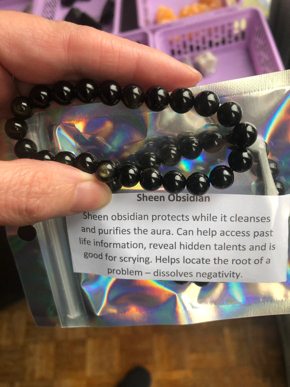 Sheen Obsidian Bead Bracelet